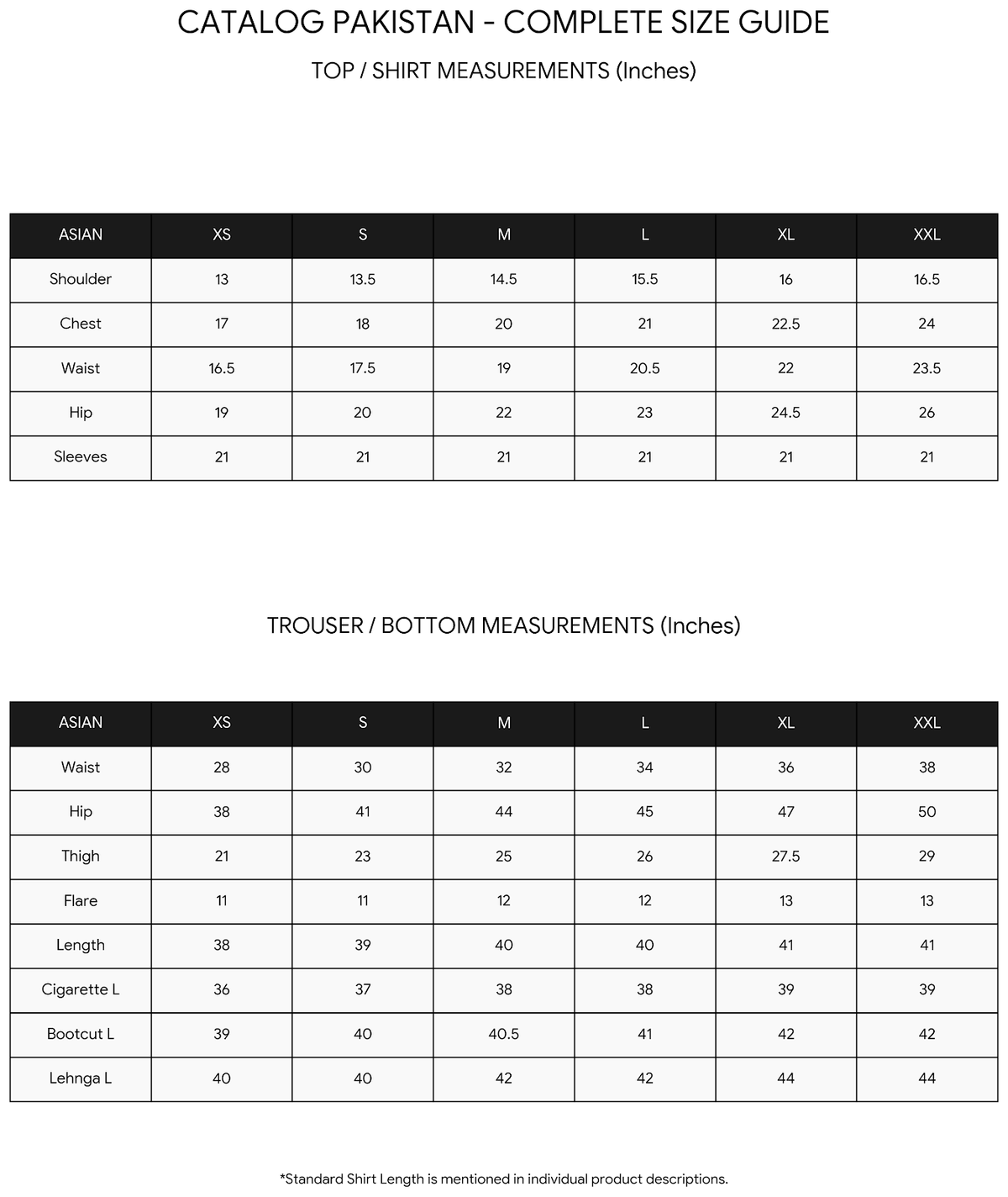 Size chart
